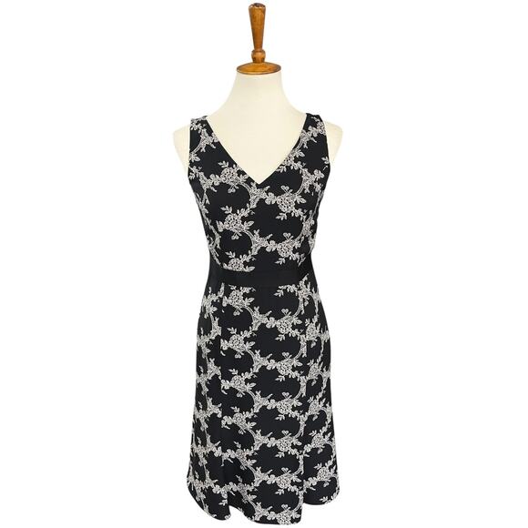 Ann Taylor Workwear Black White Lace V-Neck Ribbon Classic Style Dress Size 0 - Picture 5 of 10